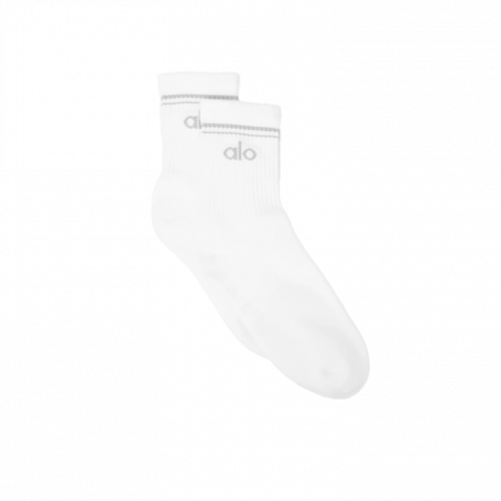Alo Yoga Unisex Half-Crew Throwback Sock White/Titanium