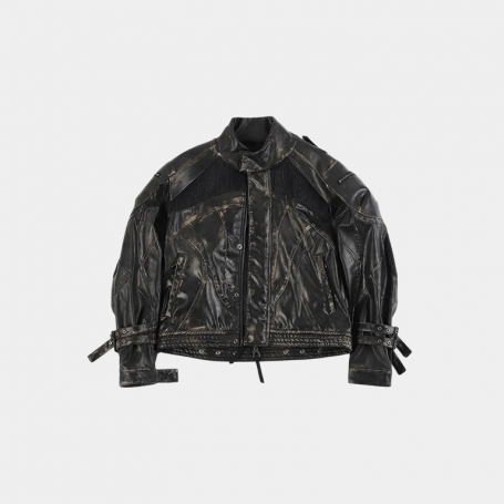 Куртка D5OVE Vintage Leather Biker Jacket Black