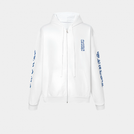 Зип-худи Chrome Hearts Blue Vertical Logo Zip-up White