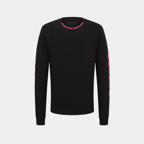 Лонгслив Chrome Hearts Pink Neck Logo Long-Sleeve Black