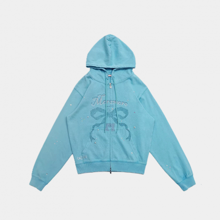 Зип-Худи MoroMoro Bow Graphic Zip-Up Hoodie Blue
