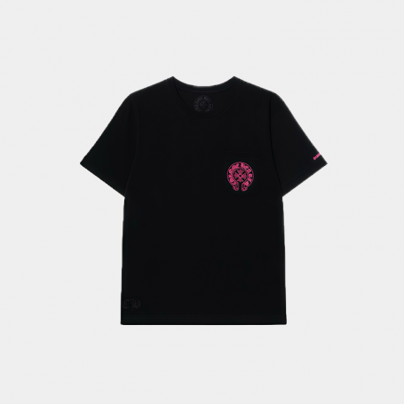 Футболка Chrome Hearts Pink Horse Shoe Logo Pocket T-Shirt Black
