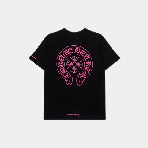 Футболка Chrome Hearts Pink Horse Shoe Logo Pocket T-Shirt Black