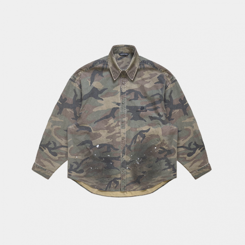 Рубашка MasonPrince Vintage Distressed Shirt Camo Green