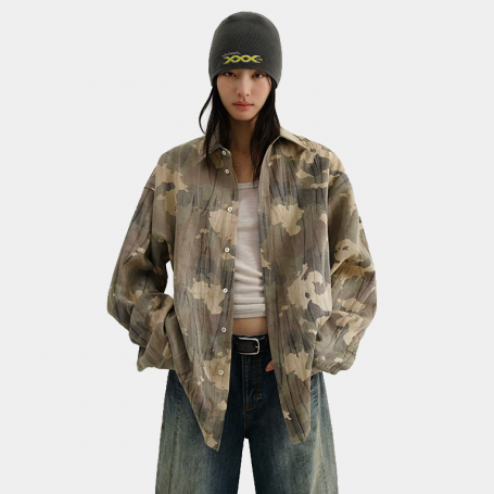 Рубашка MasonPrince Distressed Print Shirt Washed Sand