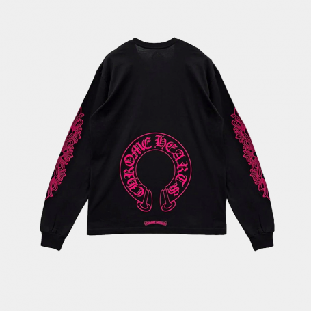 Лонгслив Chrome Hearts Pink Horse Shoe Crewneck Black