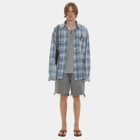 Рубашка MasonPrince Plaid Overshirt Washed Blue