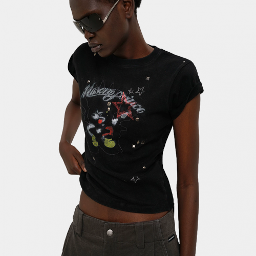 Футболка MasonPrince Grunge Rock Slim Fit Ringer T-Shirt Black