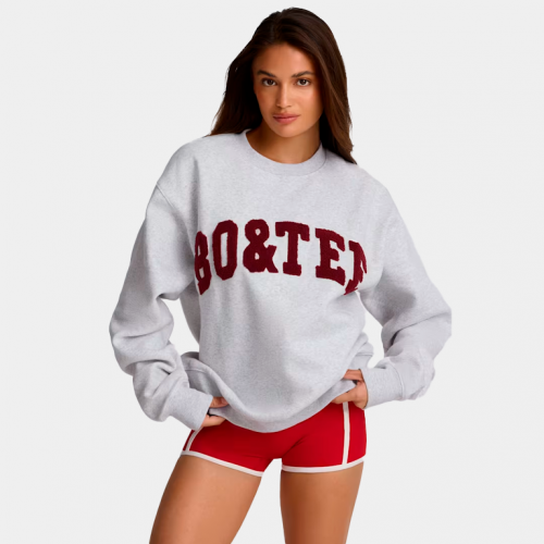 Свитшот Bo+Tee Oversized Crew Neck Sweatshirt Heather Grey