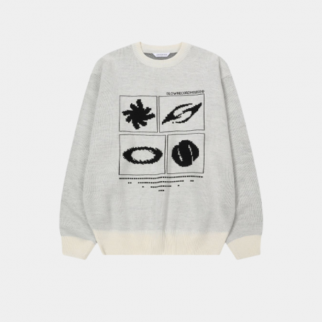Свитер SLOW RECORD HOUSE Universe Logo Knit Ivory