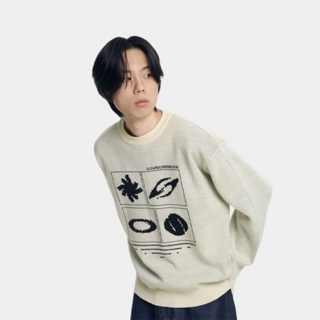 Свитер SLOW RECORD HOUSE Universe Logo Knit Ivory
