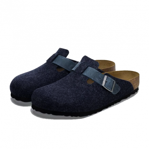 Birkenstock Boston Natural Leather Felt Narrow Midnight
