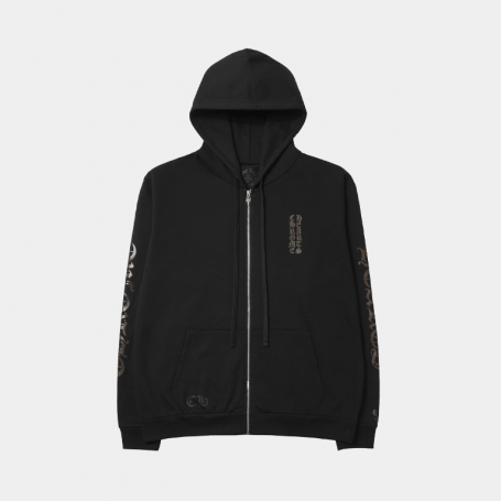 Худи Chrome Hearts Bronze Logo Zip Hoodie Black