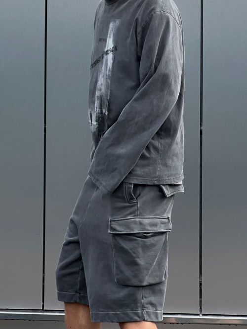 Шорты Sabe Shorts Acid Wash Dark Grey