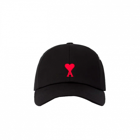 Ami Paris Ami Cotton De Coeur Embroidery Cap Black