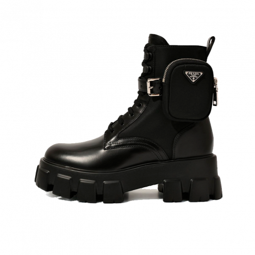 Prada Monolith Leather and Re-Nylon Boots Black Nero