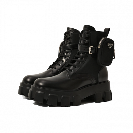Prada Monolith Leather and Re-Nylon Boots Black Nero