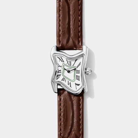 Часы Laphont Brown Square Melting Watch Small Silver Dial White