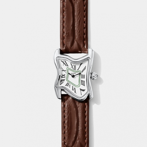 Часы Laphont Brown Square Melting Watch Small Silver Dial White
