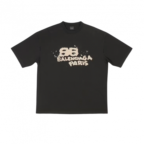 Футболка Balenciaga Hand Drawn BB Icon Medium Fit Vintage T-Shirt Black