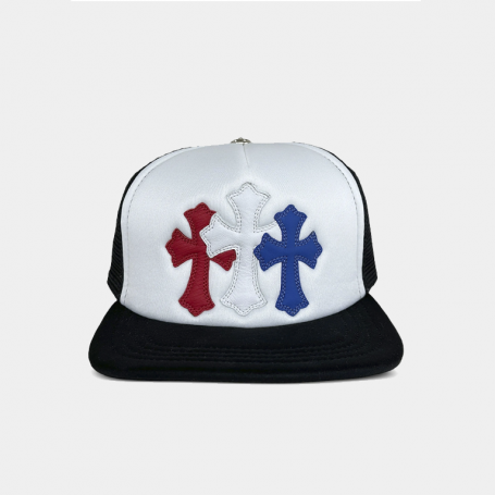 Бейсболка Chrome Hearts Leather Cap White Black