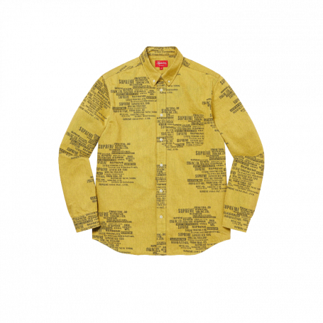 Supreme Trademark Jacquard Denim Shirt Washed Yellow