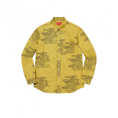 Supreme Trademark Jacquard Denim Shirt Washed Yellow