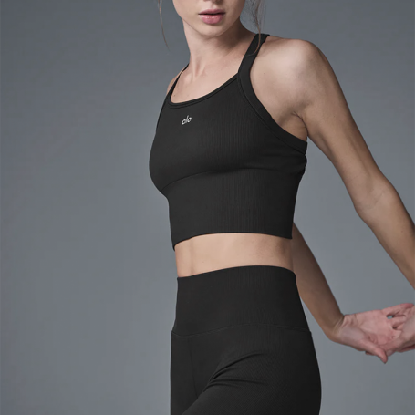 Бра Alo Yoga Seamless Ribbed Favorite Bra Tank Black