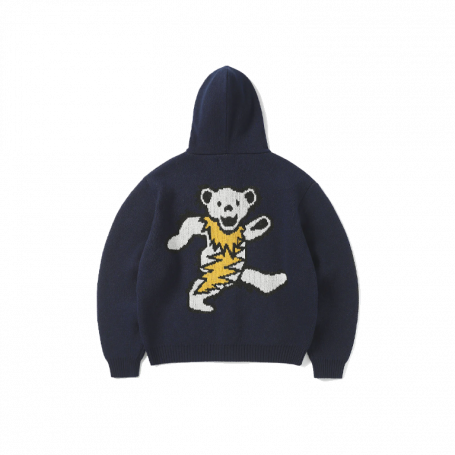 Grateful Dead Dancing Bear Knit Zip Hoodie Navy