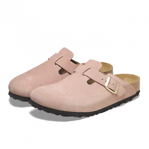 Birkenstock Boston Suede Leather Narrow Light Rose