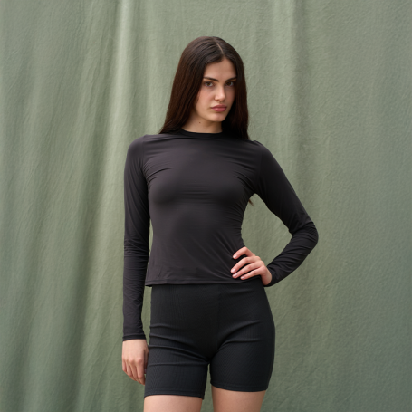 SKIMS Fits Everybody Long Sleeve T-Shirt Onyx