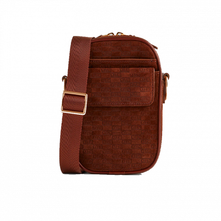 Kith Monogram Suede Utility Pouch Crossbody Walnut