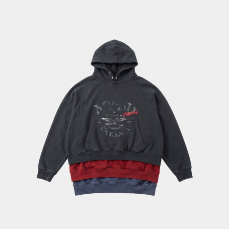 Худи MasonPrince Multi-Layer Hoodie Sweatshirt Washed Black