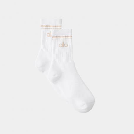Носки Alo Yoga Unisex Half-Crew Throwback Sock White Macadamia