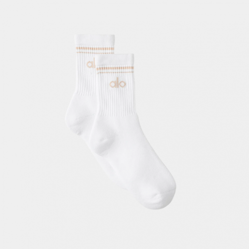 Носки Alo Yoga Unisex Half-Crew Throwback Sock White Macadamia