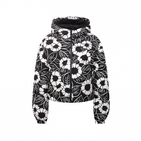 Куртка Prada Logo Plauqe Floral Printed Jacket Black/White