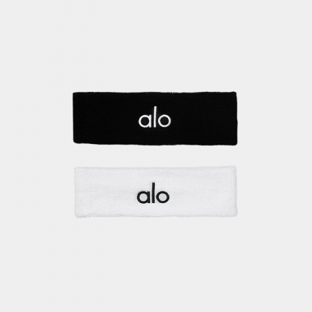 Набор повязок Alo Yoga Glow Sweatband (2-Pack) Black White