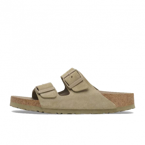 Birkenstock Arizona Soft Footbed Suede Leather Regular Faded Khaki