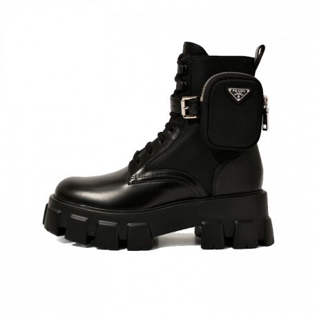 Prada Monolith leather and Re-Nylon boots Black Nero