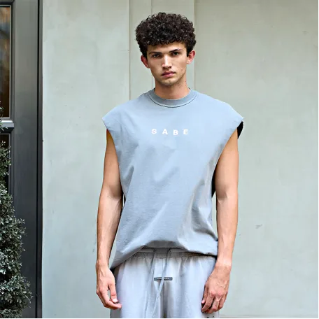 Футболка без рукавов Sabe Sleeveless T-shirt White Logo Grey
