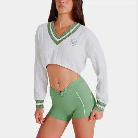 Джемпер Bo+Tee Cropped Knit Jumper Green Ivory