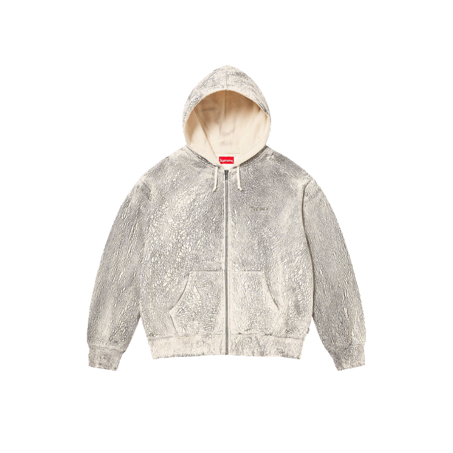 Supreme Crackle Zip Up Hooded Sweatshirt Natural