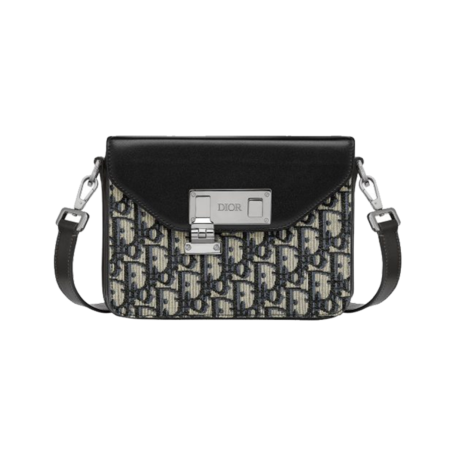 Dior Lock Bag Messenger Beige And Black Dior Oblique Jacquard And Black Smooth Calfskin