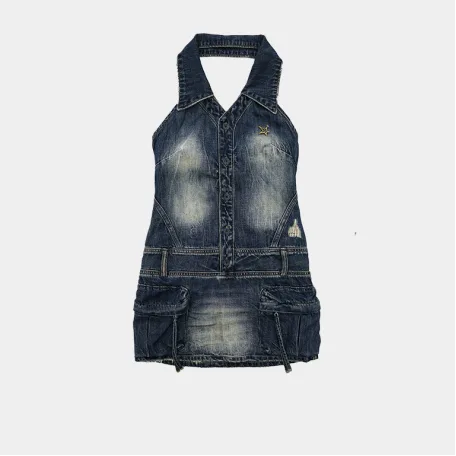 Платье MoroMoro Halter Denim Mini Dress Navy