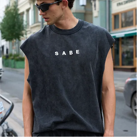 Футболка без рукавов Sabe Sleeveless T-shirt White Logo Black
