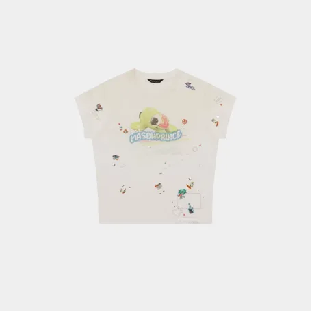 Футболка MasonPrince Grunge Rock Graphic Rhinestone T-Shirt White