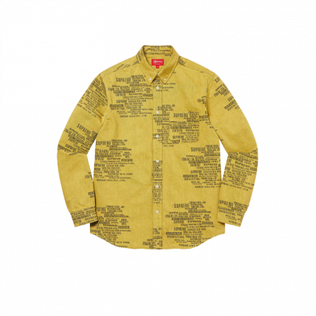 Supreme Trademark Jacquard Denim Shirt Washed Yellow