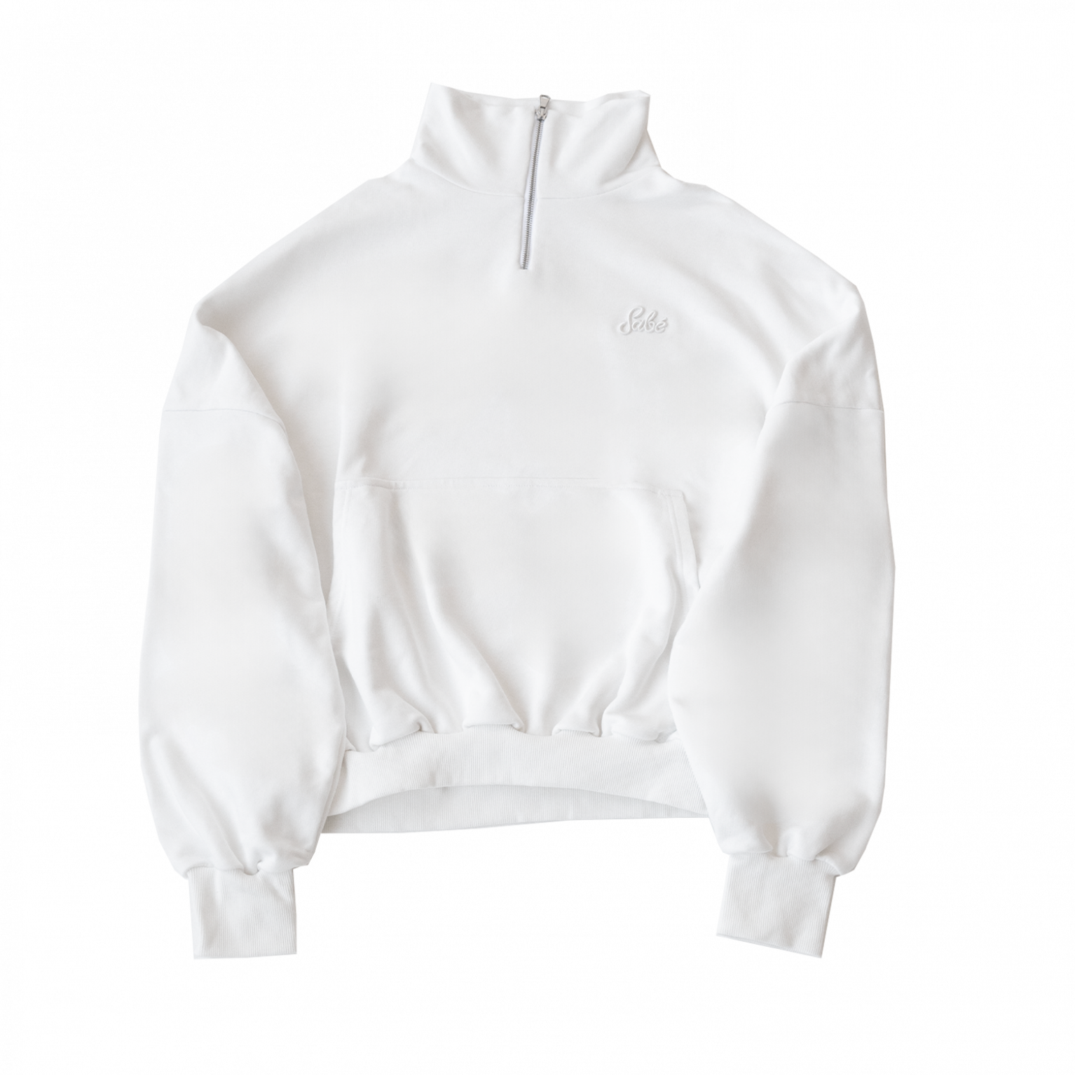 Sabe Paris Cotton 3D Logo Half-Zip White