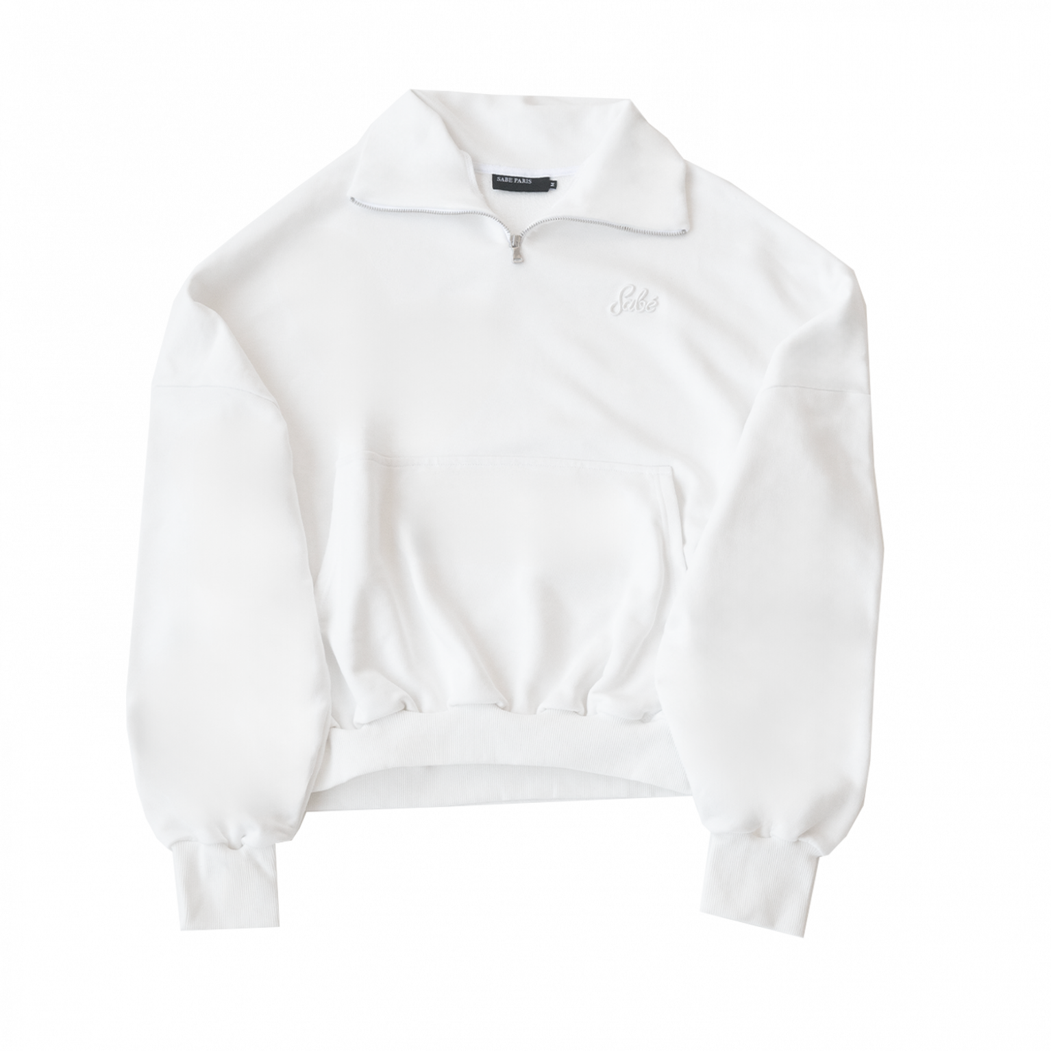 Sabe Paris Cotton 3D Logo Half-Zip White