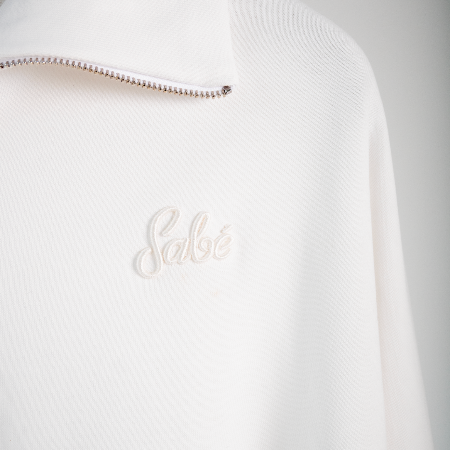 Sabe Paris Cotton 3D Logo Half-Zip White